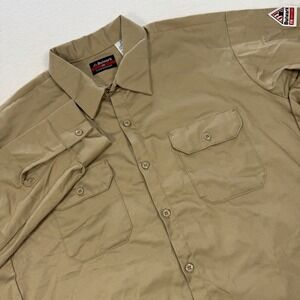 BULWARK FR Shirt Mens Size XL Tan Beige Button Up Workwear Long Sleeve